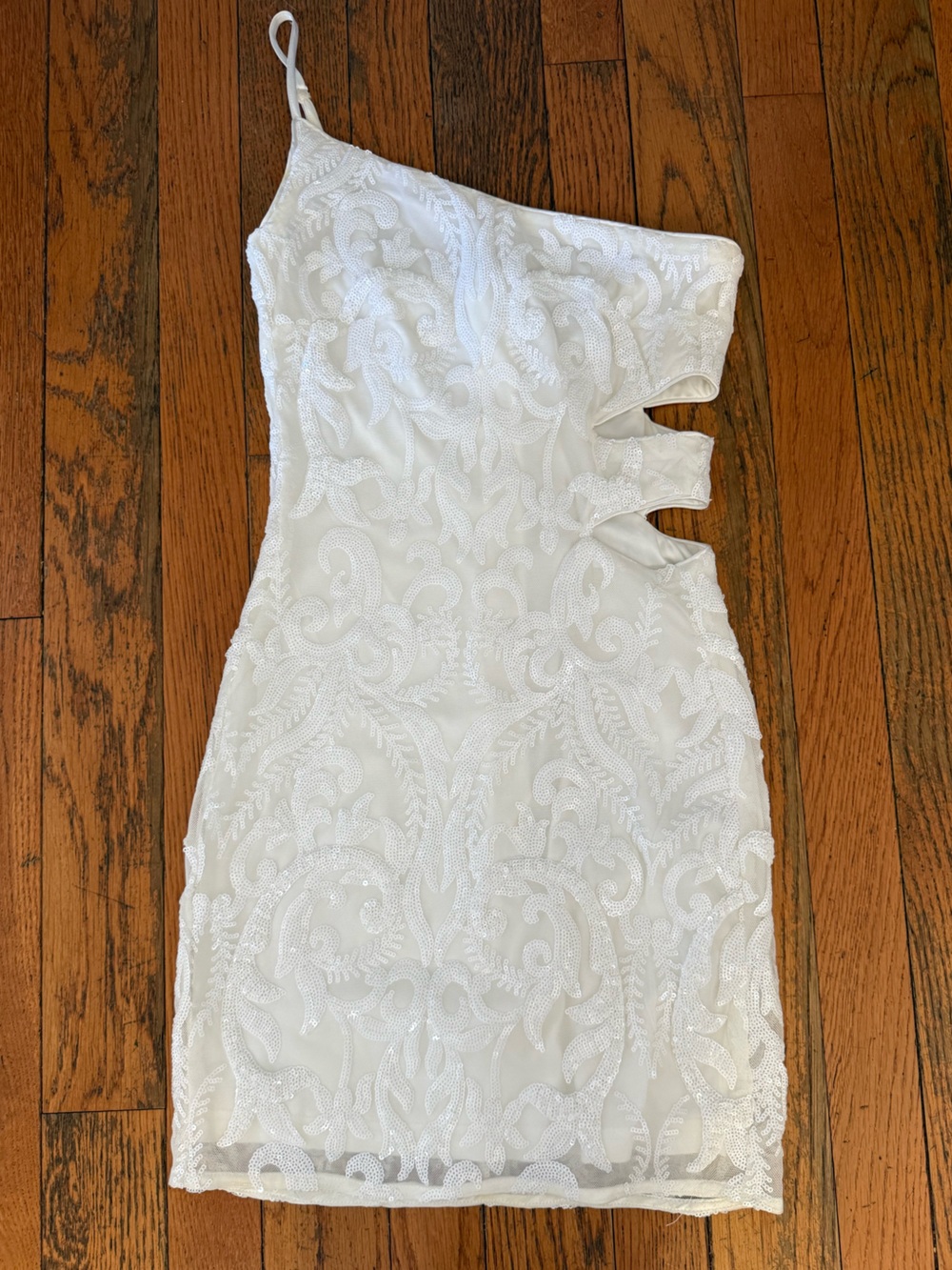 Lulus white Sequin Mini Dress cutout size XS